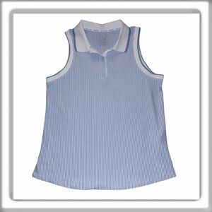 RBX Knit Seersucker Stripe Polo Tank Top Scallop Collar Golf Size Medium NWT